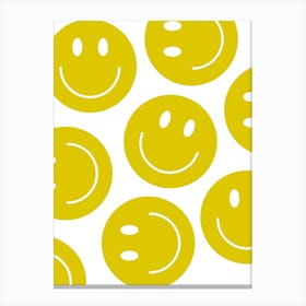 Yellow Smiley Faces Canvas Print