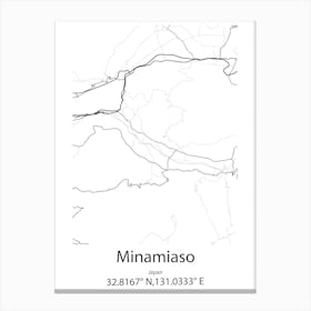 Minamiaso,Japan Minimalist Map Canvas Print