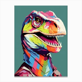 Colourful Dinosaur Velociraptor 2 Canvas Print