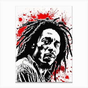 Bob Marley Portrait Ink Painting (12) Canvas Print