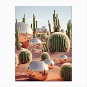 Disco Balls 3d In The Desert 0 Canvas Print