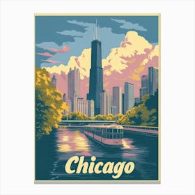 Aihrgdesign A Vintage Travel Poster Of Chicago Featuring The 3 Canvas Print