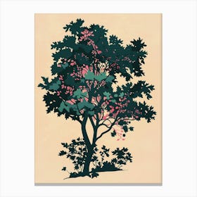 Teak Tree Colourful Illustration 3 Canvas Print