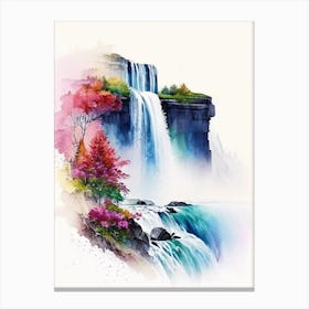 Niagara Falls Of The South, United States Water Colour  (2) Canvas Print