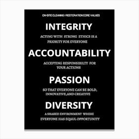 Core Values Canvas Print