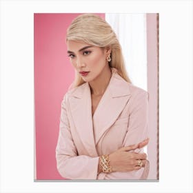 Asian Woman In A Pink Suit Canvas Print