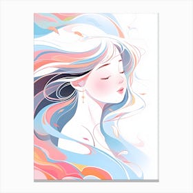 Girl With Colorful Hair Canvas Print