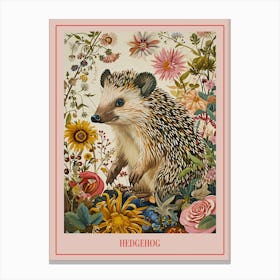 Floral Animal Painting Hedgehog 1 Poster Canvas Print