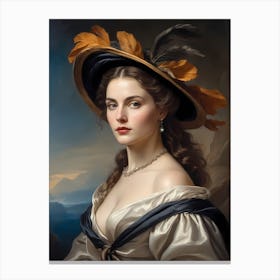Elegant Classic Woman Portrait Painting (5) Canvas Print