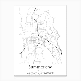 Summerland,Canada Minimalist Map Canvas Print