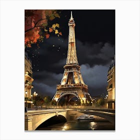 Eiffel Tower At Night art print Canvas Print