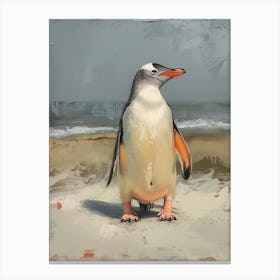 Adlie Penguin Bleaker Island Oil Painting 2 Canvas Print