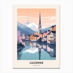 Vintage Winter Travel Poster Lucerne Switzerland 3 Canvas Print