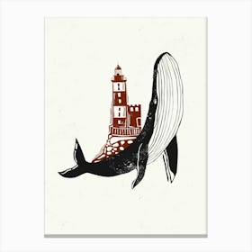 Lighthouse Linocut Style 1 Canvas Print