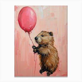 Cute Beaver 3 With Balloon Canvas Print