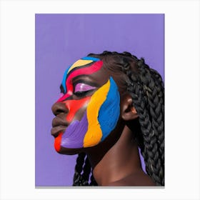 Beautiful African Woman With Colorful Face Paint Canvas Print