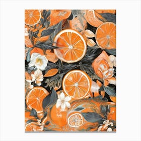 Oranges And Flowers 1 Canvas Print