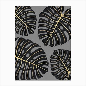 Black and gold leaves 2 Canvas Print