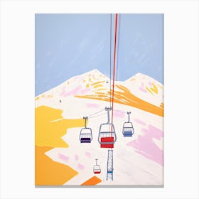 Gudauri   Georgia, Ski Resort Pastel Colours Illustration 2 Canvas Print