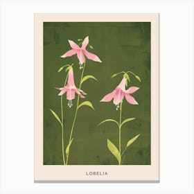 Pink & Green Lobelia Flower Poster Canvas Print