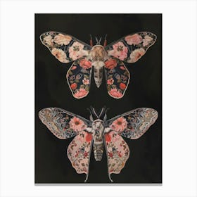 Night Butterflies William Morris Style 8 Canvas Print