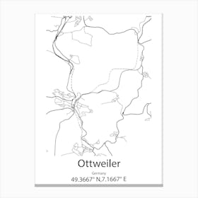 Ottweiler,Germany Minimalist Map Canvas Print