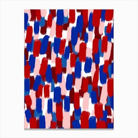 Abstract Blue and Red Brush Strokes Canvas Print
