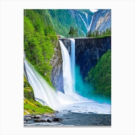 Stalheimskleiva Waterfall, Norway Majestic, Beautiful & Classic (1) Canvas Print