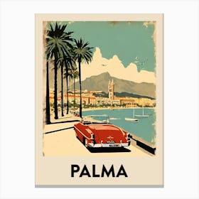 Palma Retro Travel Poster 1 Canvas Print