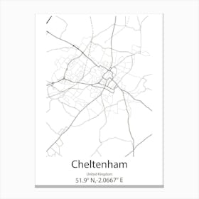 Cheltenham,United Kingdom Minimalist Map Canvas Print