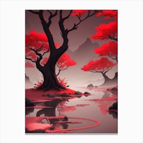 Red Trees In The Forest Canvas Print