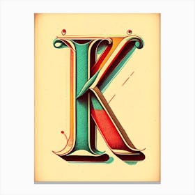 K, Letter, Alphabet Vintage Sketch 3 Canvas Print