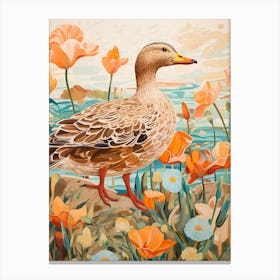 Mallard Duck Detailed Bird Painting Canvas Print