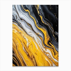 Abstract Texture On A Wall Swirling Pattern Of Fluid Gold Silver Yellow Grey And Black Resembli (1) Canvas Print