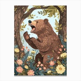 Sloth Growling Storybook Illustration 4 Canvas Print