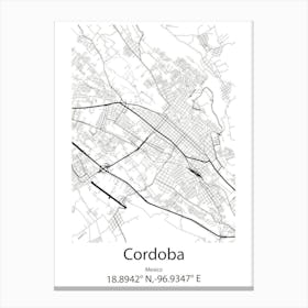 Cordoba,Mexico Minimalist Map Canvas Print