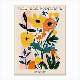 Spring Floral French Poster  Buttercup 2 Canvas Print