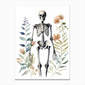 Floral Skeleton Watercolor Painting (23) Canvas Print