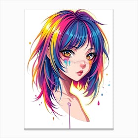 Girl With Colorful Hair Canvas Print