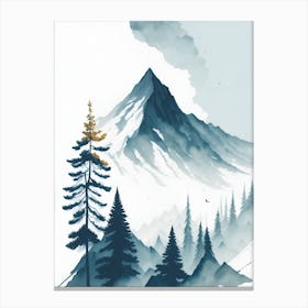 Mountain And Forest In Minimalist Watercolor Vertical Composition 215 Canvas Print