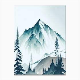 Mountain And Forest In Minimalist Watercolor Vertical Composition 18 Canvas Print