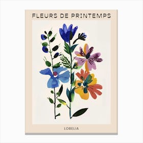 Spring Floral French Poster  Lobelia 1 Canvas Print