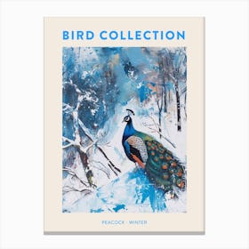 Peacock In A Winter Setting Painting 1 Poster Canvas Print