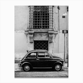 Italian Car Rome | Fiat 500 in Italy black and white Canvas Print