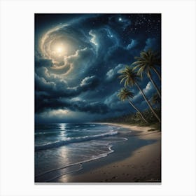 Moonlight On The Beach Canvas Print