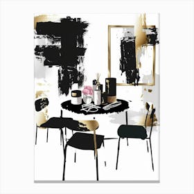 Black And Gold Dining Room Canvas Print