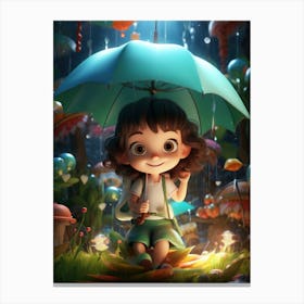 Little Girl In The Rain Canvas Print