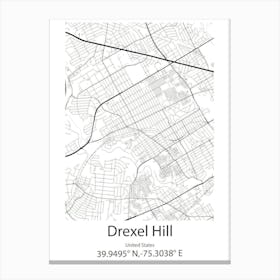 Drexel Hill,United States Minimalist Map Canvas Print