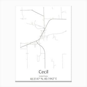 Cecil,United States Minimalist Map 1 Canvas Print