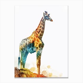 Giraffe On The Hill Watercolour 2 Canvas Print
